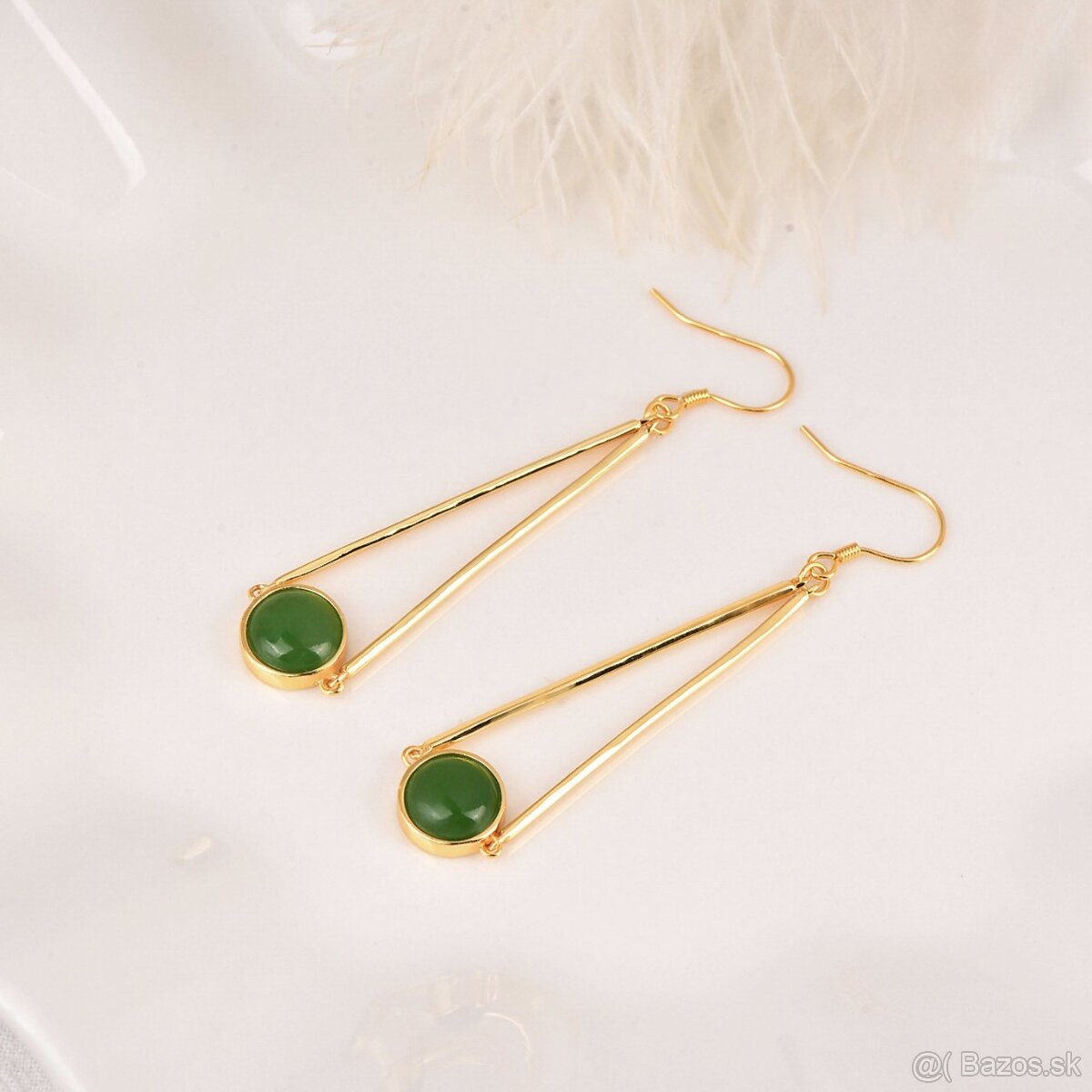 Nefritové visiace náušnice s certifikátom - 4