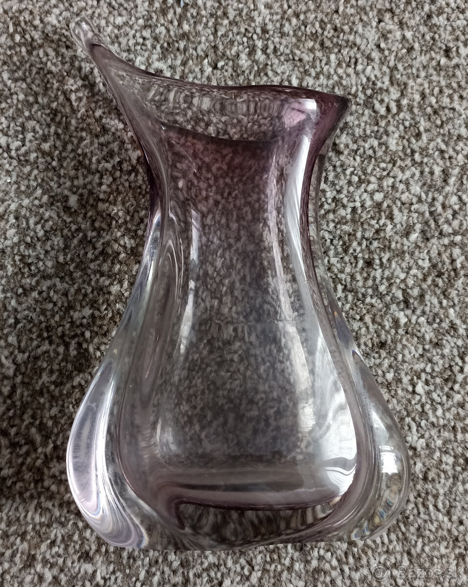 Fialová váza – hutné sklo, sklárne Nový Bor - 4