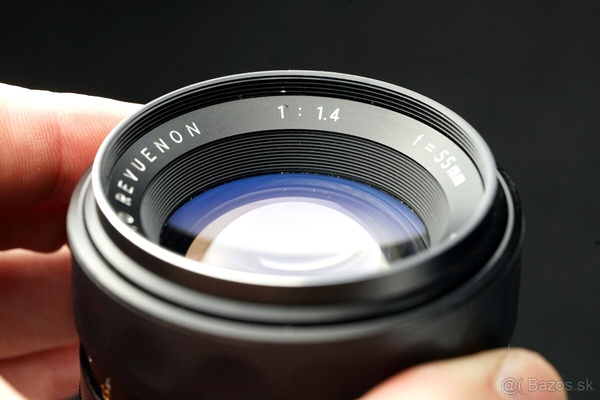 Objektiv Revuenon 55mm f1,4 auto, modré MC M42 - 4