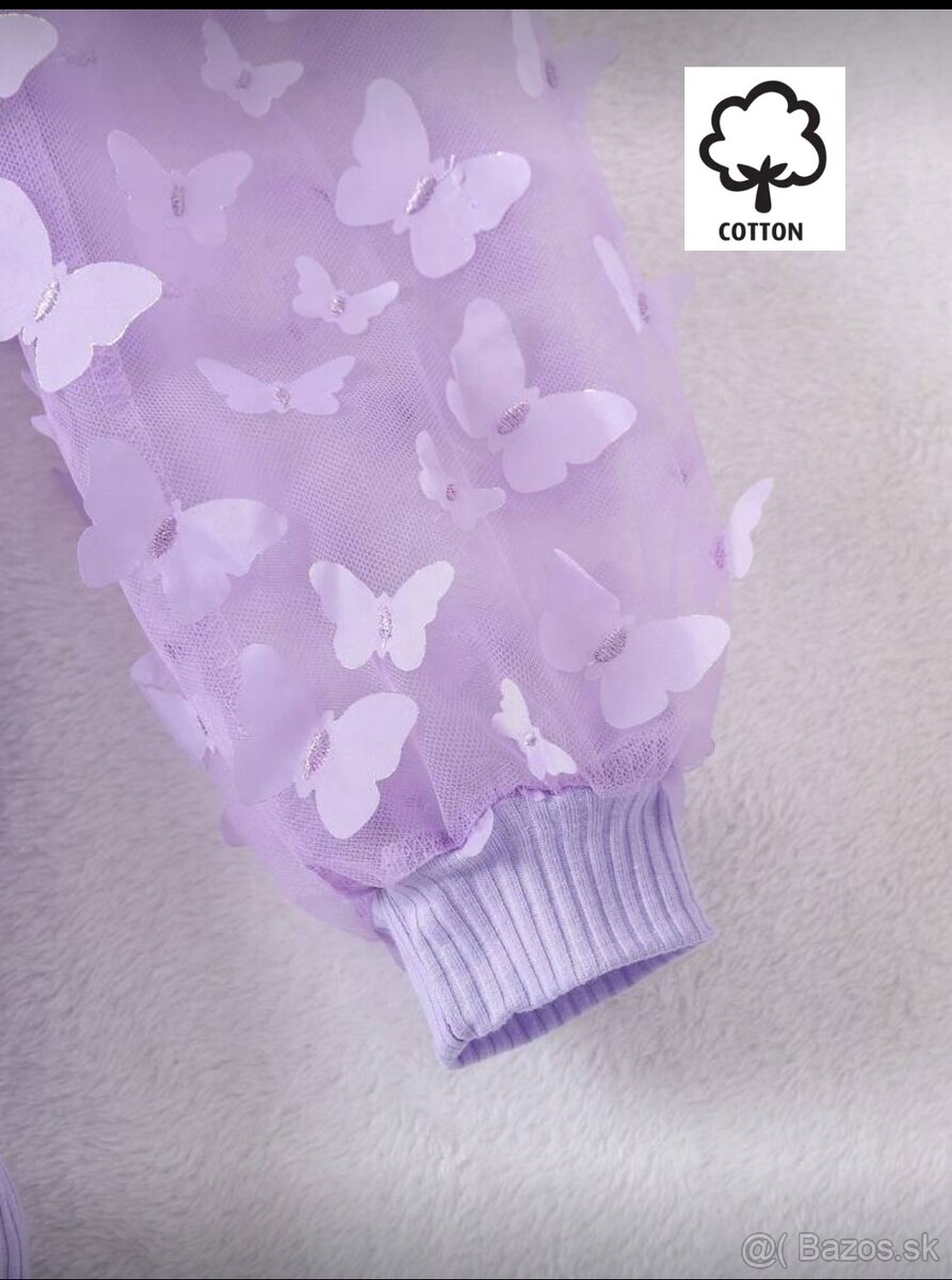 Krásne šaty s rukávmi ozdobenými 3D motýlikmi 10r. - 4