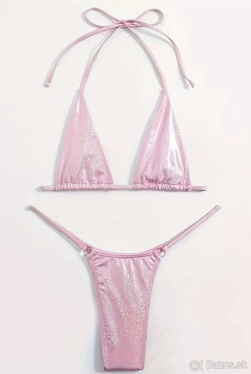 Krásne ružové trblietavé plavky v.M -ruzove - 4