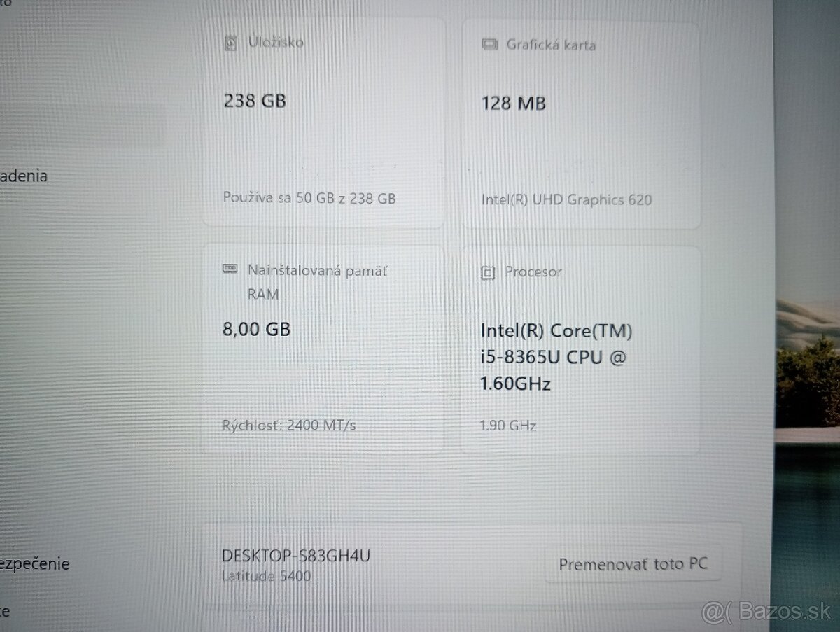 predám Dell latitude 5400 - Intel core i5 - 8gb ram -ssd - 4