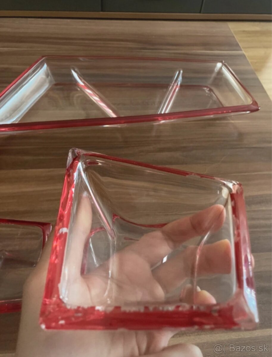 Sklenené dekoratívne misky a tacka - 4