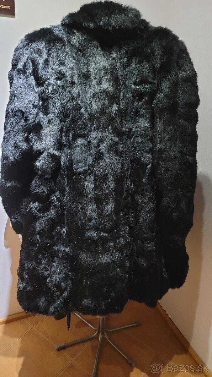 🧥 Kožuch zajačí pravý čierny (luxusný, dlhý) - 4