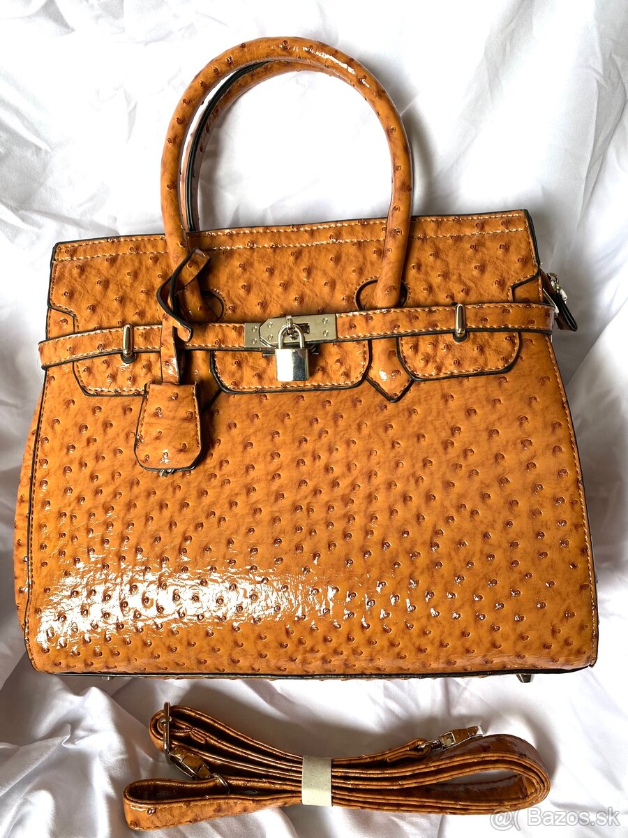 Laková hnedá kabelka - 4