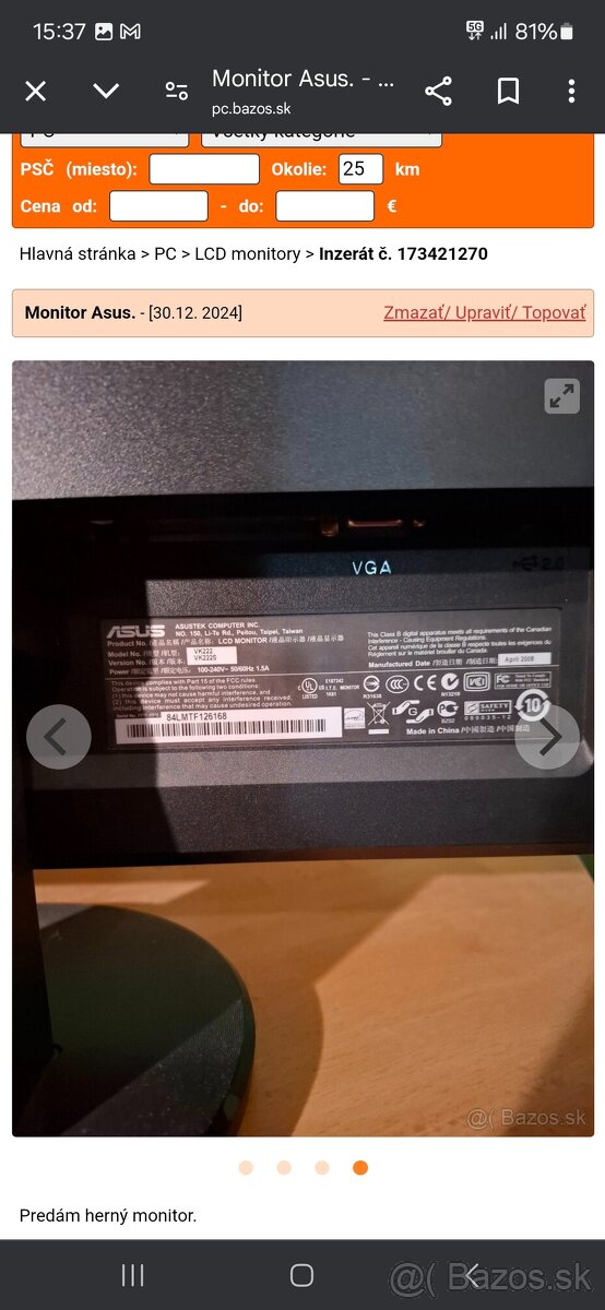 Predam LCD monitor ASUS - 4