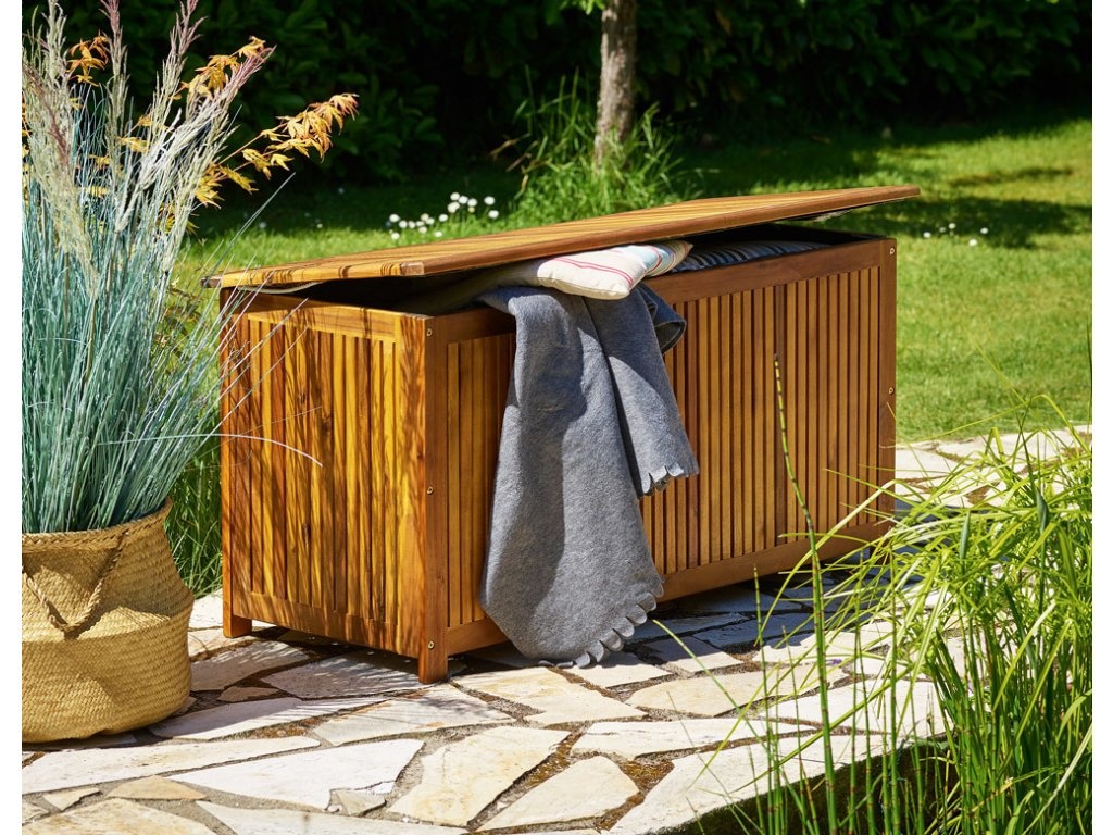 Drevený záhradný úložný box 300 L agát a plachta - 4