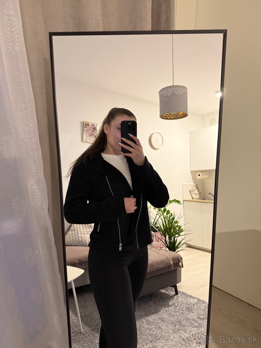 Čierna prechodná semišová bunda - 4