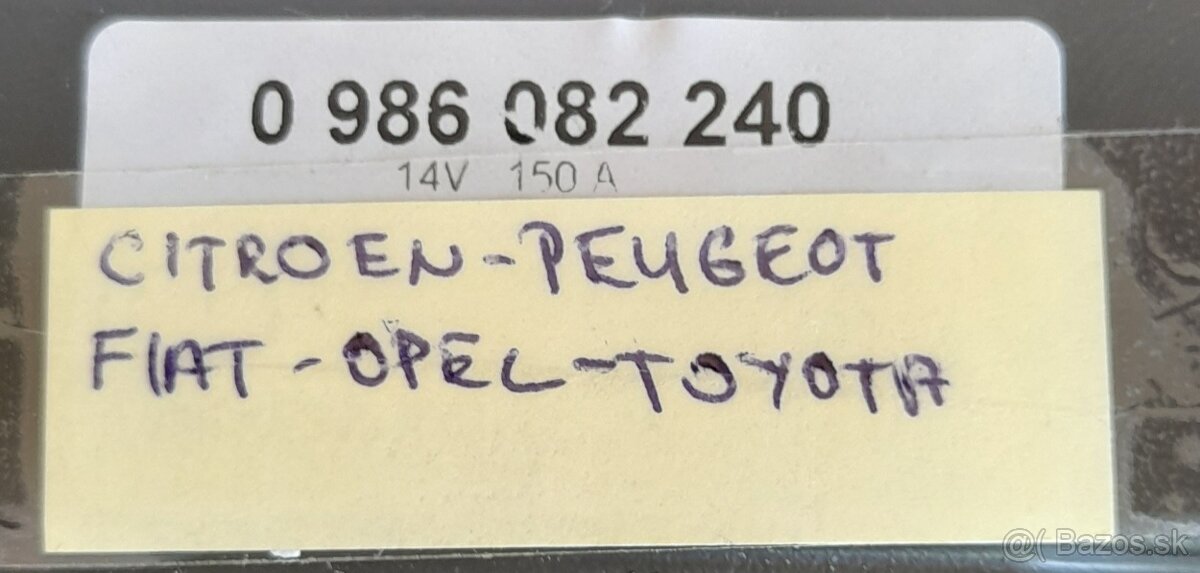 Alternátor Fiat Opel Citroën Peugeot Toyota - 4