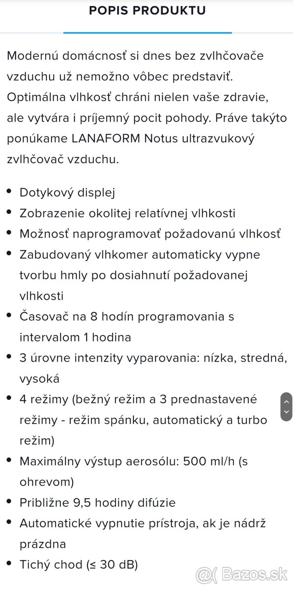 Zvlhčovač vzduchu LANAFORM NOTUS - 4