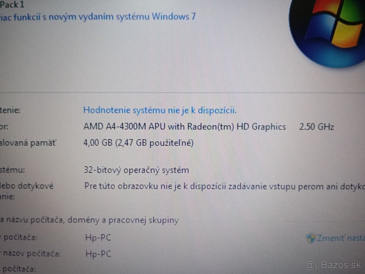 predám HP PROBOOK 4545S , WINDOWS 7 32bit - 4