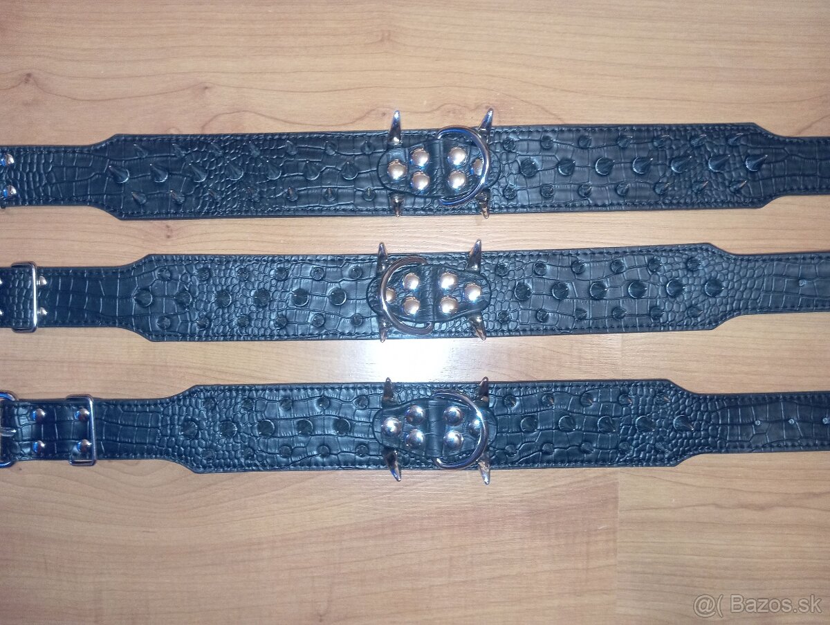 Koženkový obojok s hrotmi S M Lčierne - 4
