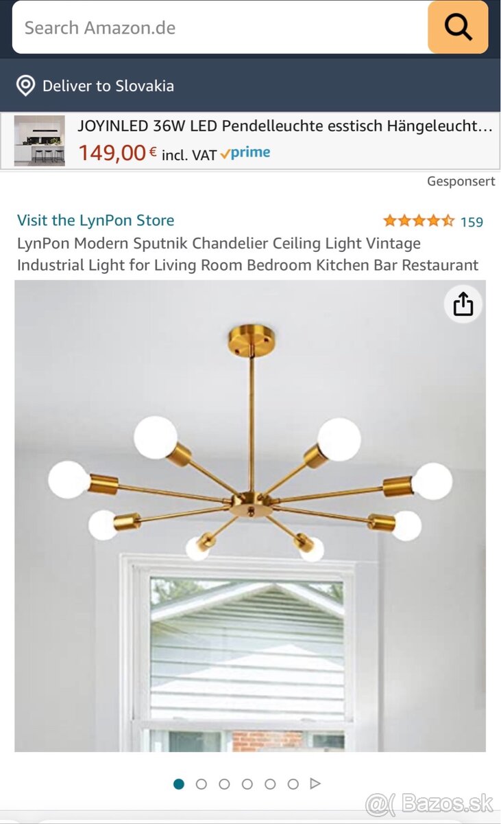 Zlatý luster na 8 žiaroviek - 4