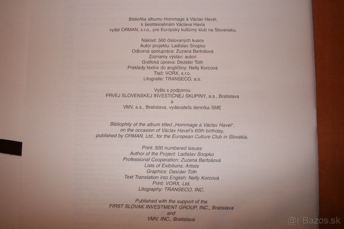 Bibliofília albumu Hommage à Václav Havel... - 4