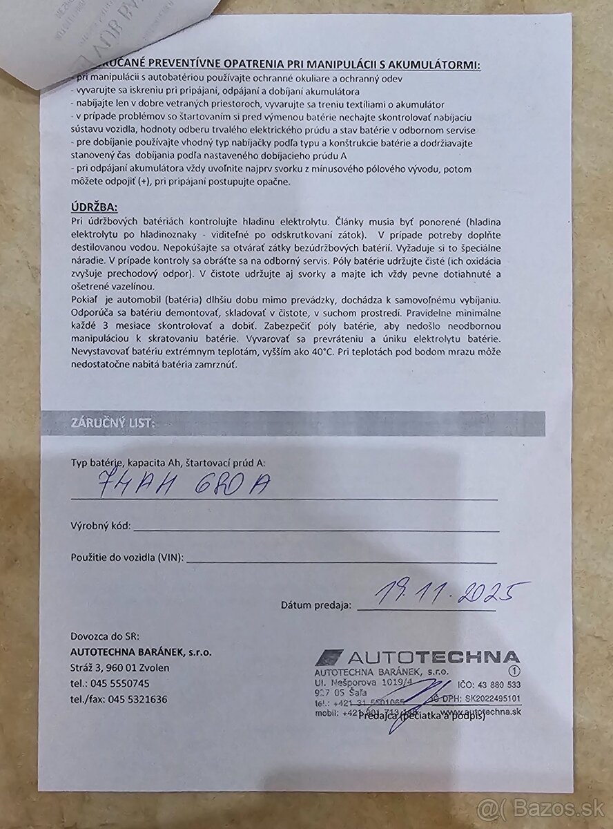 Predám NOVÚ auto batériu PROAUTO Premium 12V 74Ah 680A - 4