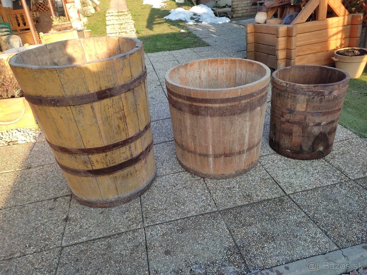 3 velke drevene kade sudy - 4