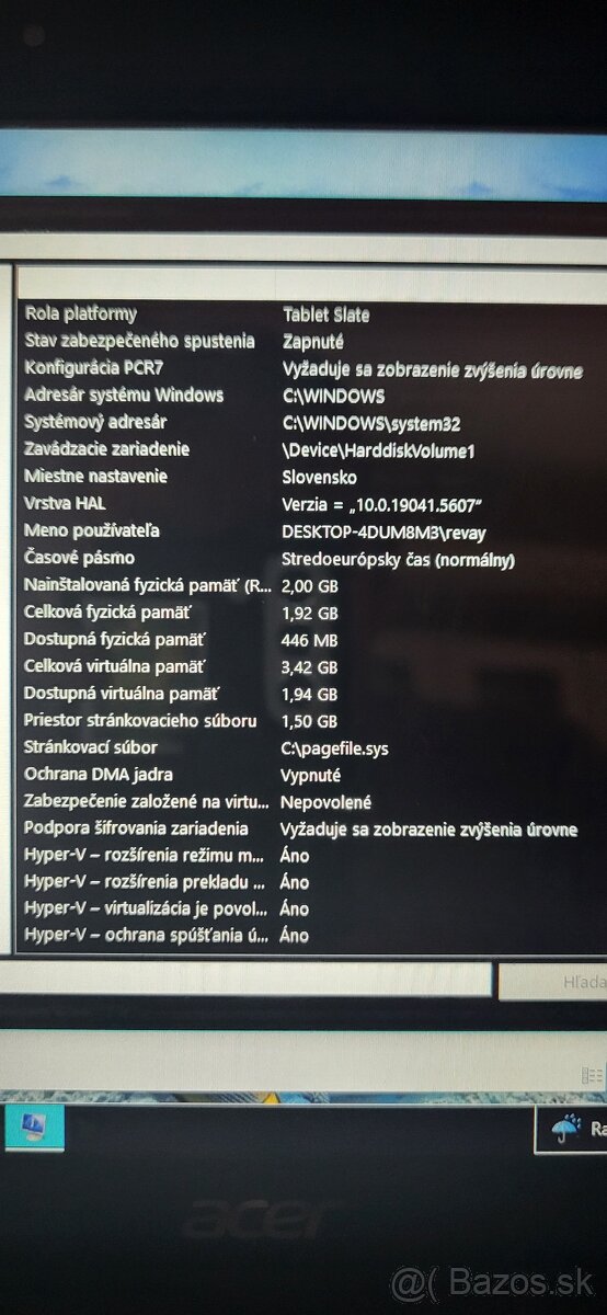 Notebook Acer 10" málo používaný. - 4