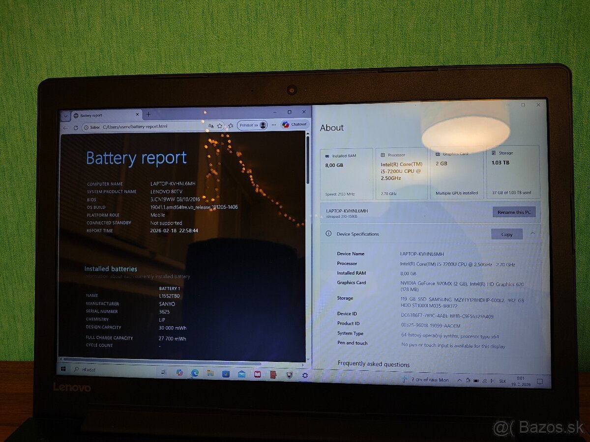 IdeaPad 310-15IKB – i5 7.gen / 8GB / 128SSD + 1TB HDD - 4