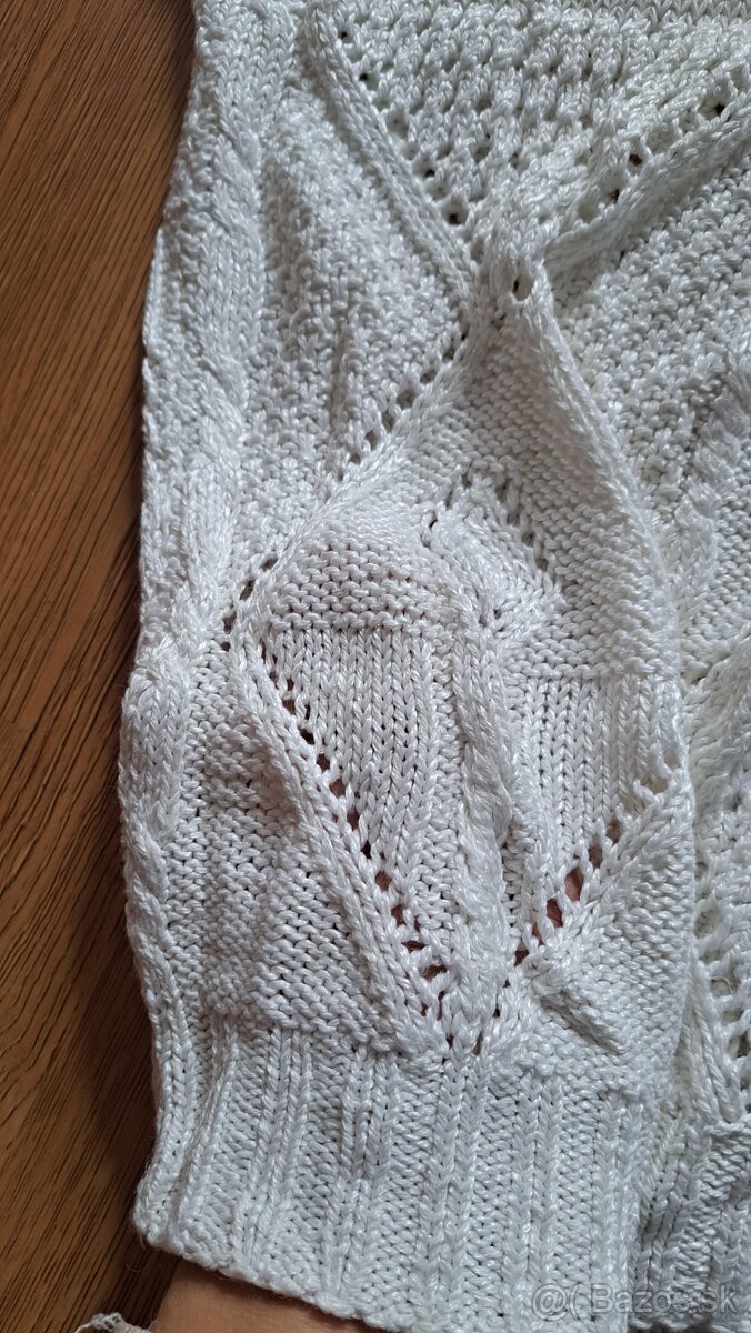 Ručne štrikované biele tričko - 4