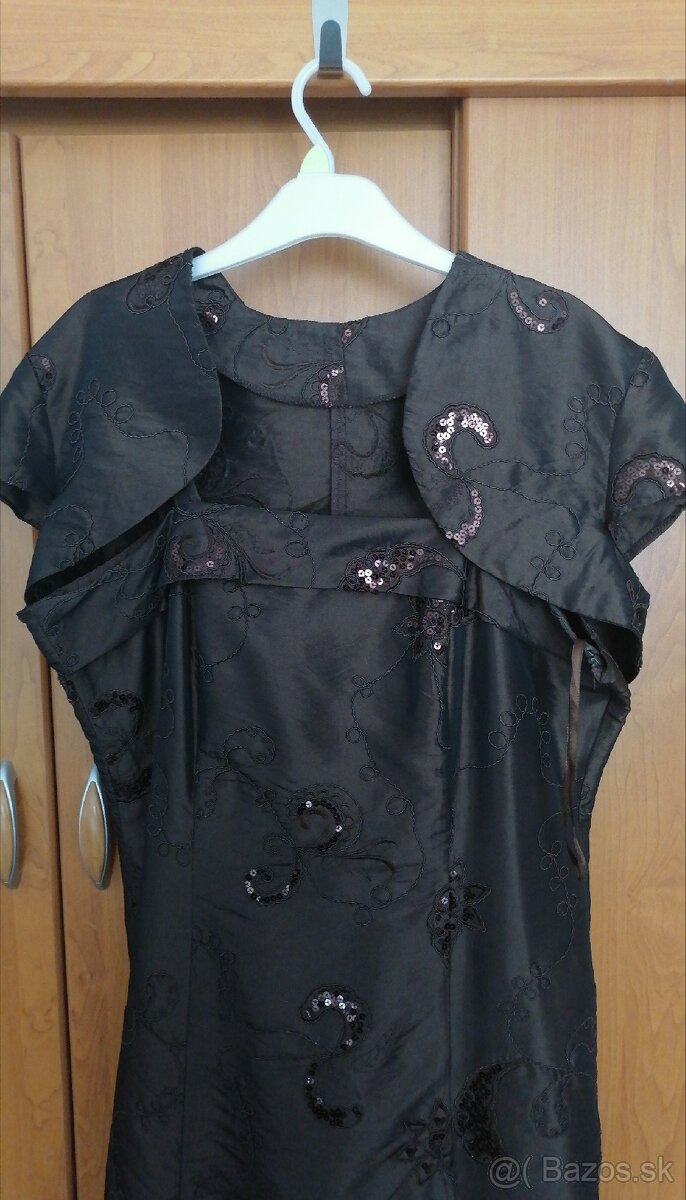 Spoločenské tmavohnedé šaty 46 - 4