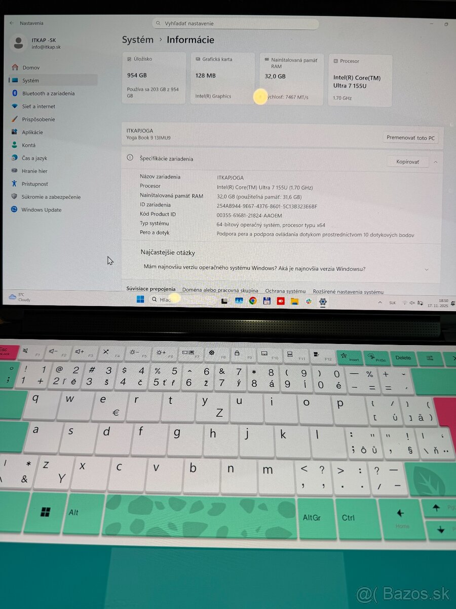 Lenovo Yoga Book 9 14IAH10 Tidal Teal + stylus + myš + puzdr - 4