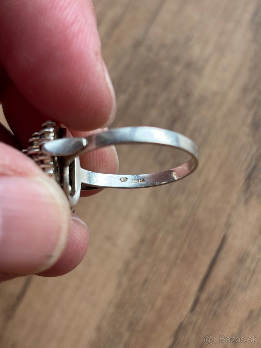 Strieborný prsteň - cesky granat - 4