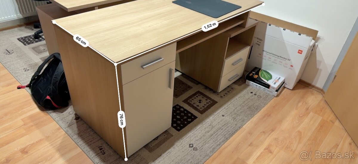 Pevný písací stôl s úložným priestorom + 2 stoličky zdarma - 4