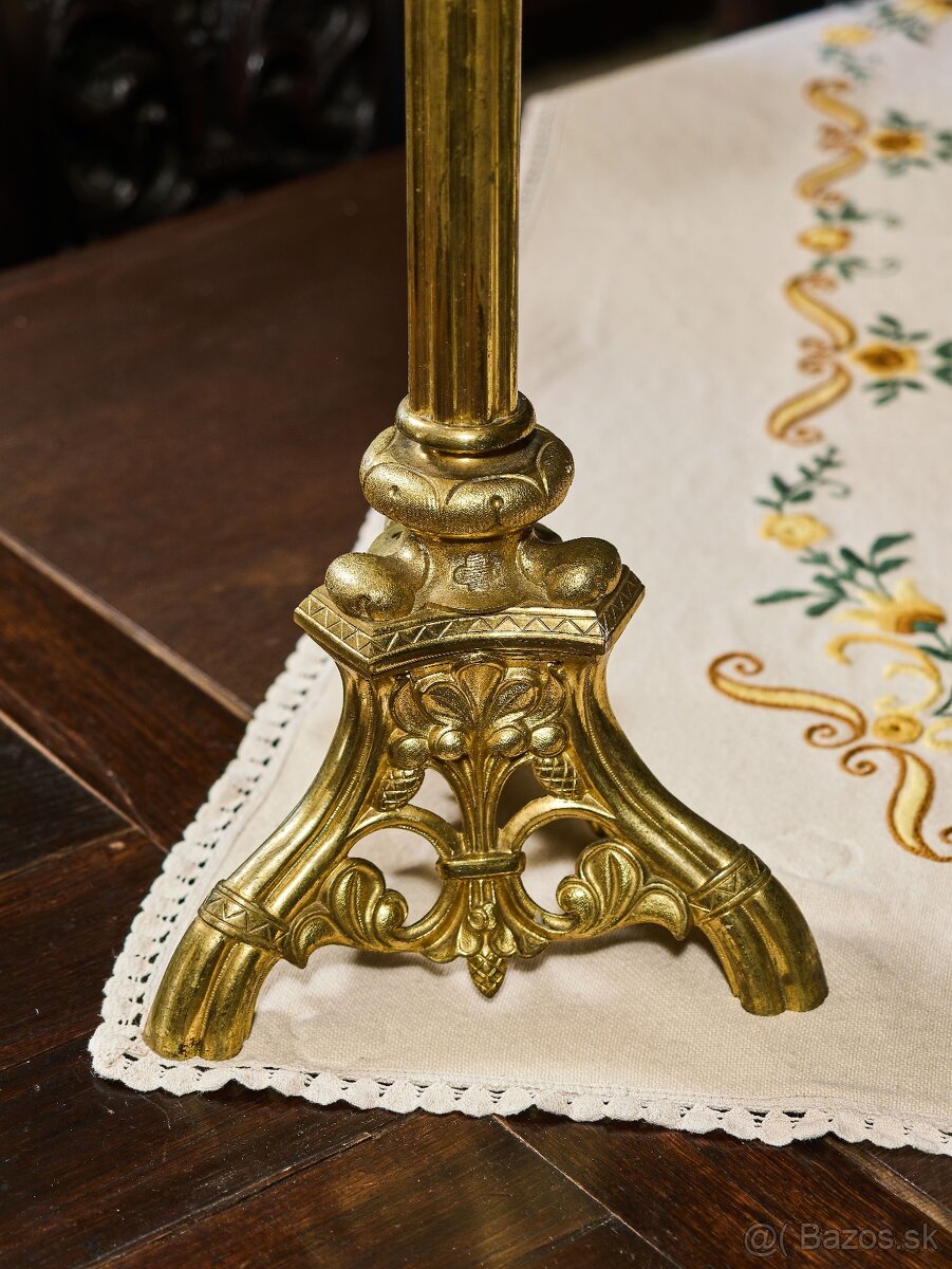 Párové neogotické mosadzné svietniky z 19. storočia - výška - 4
