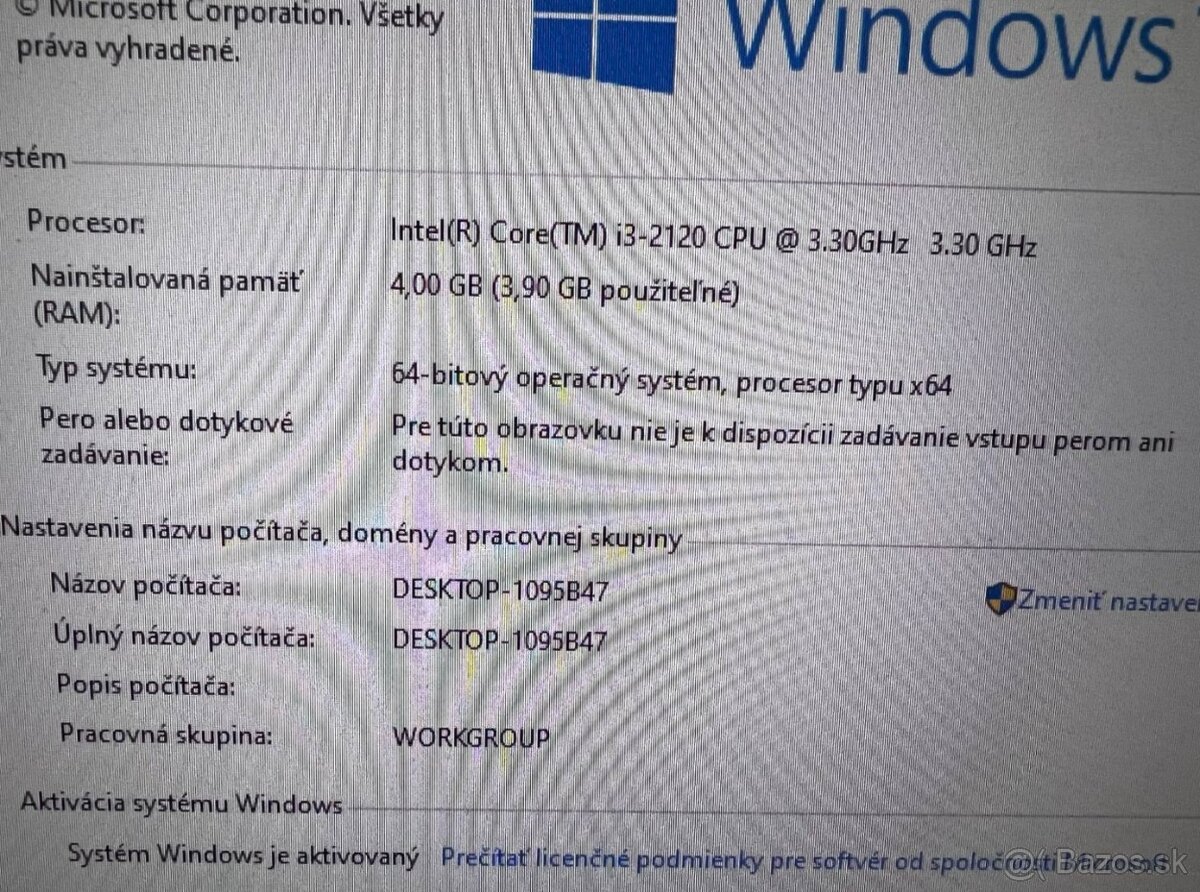 Počítač DELL.Intel i3-2120 2x3,30GHz.4gb ram.250gb HDD - 4