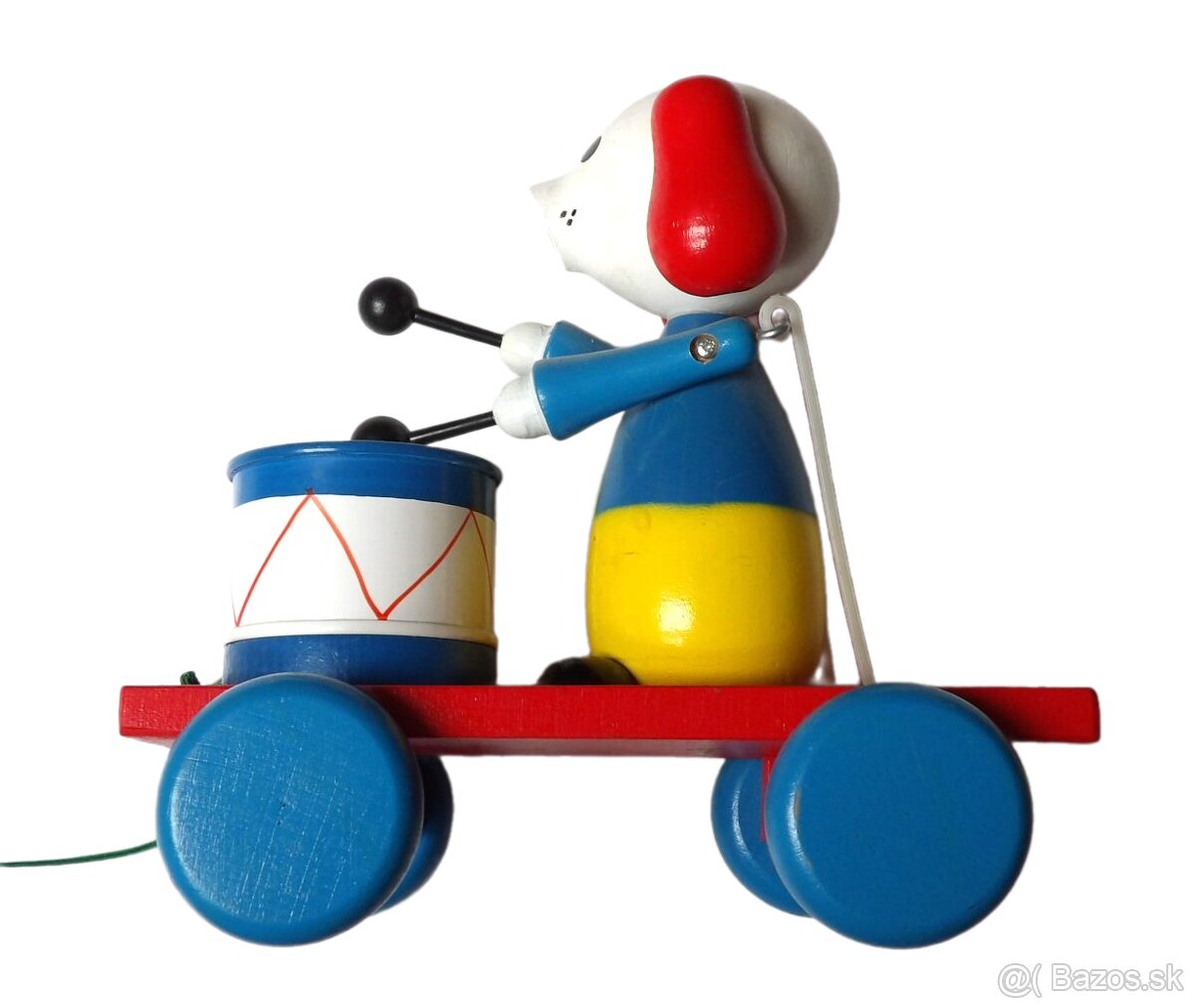 Dřevěná hračka - Tahací pejsek s bubnem - 4