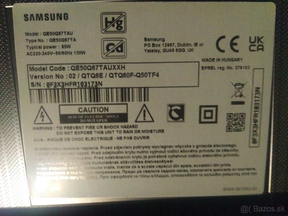 Samsung QE50Q67TAU TV s vadou - 4