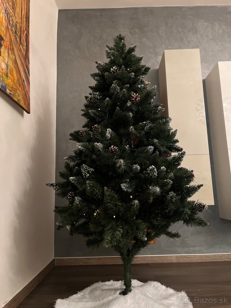175cm umely vianocny stromcek s bielymi trblietkami a siskam - 4