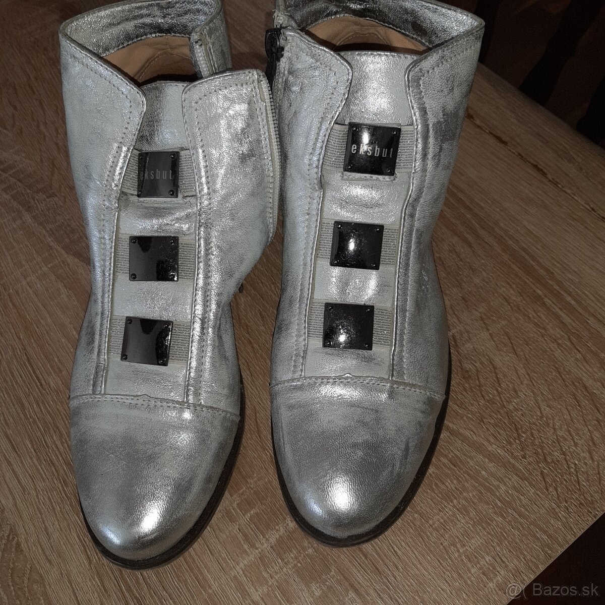 Strieborne clenkove kozene topanky - 4