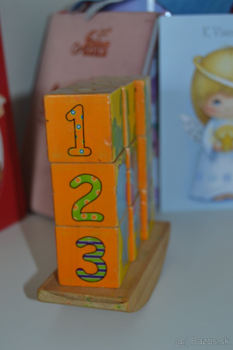 Drevené obrázkové kocky zvieratká, abeceda a čísla - 4