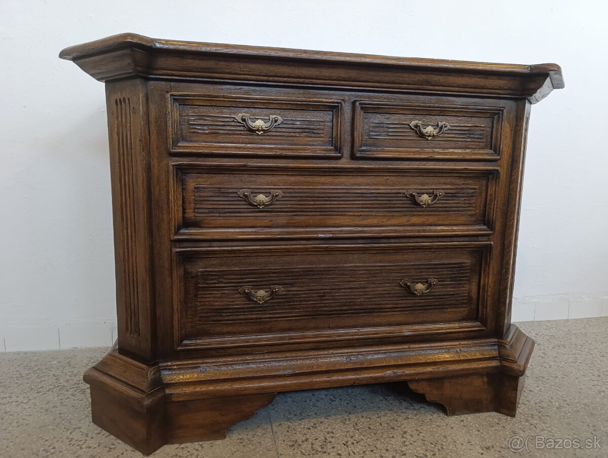 Starožitná komoda + zrcadlo, nábytek z masívu - 4