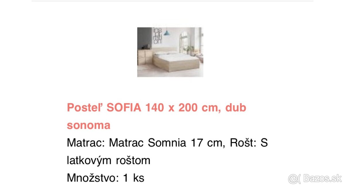 Predám posteľ 140x200cm dub sonoma - 4