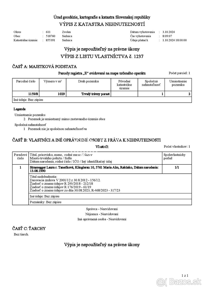 Na predaj, Pozemok v Sielnici, smer Brestová, 1029 m2 - 4