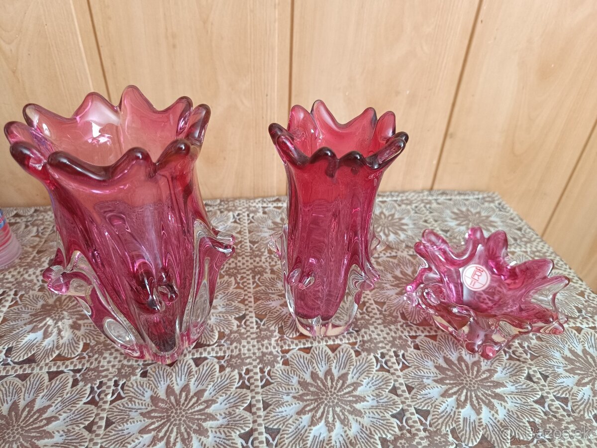 Sklo, váza, retro dekorácia - 4