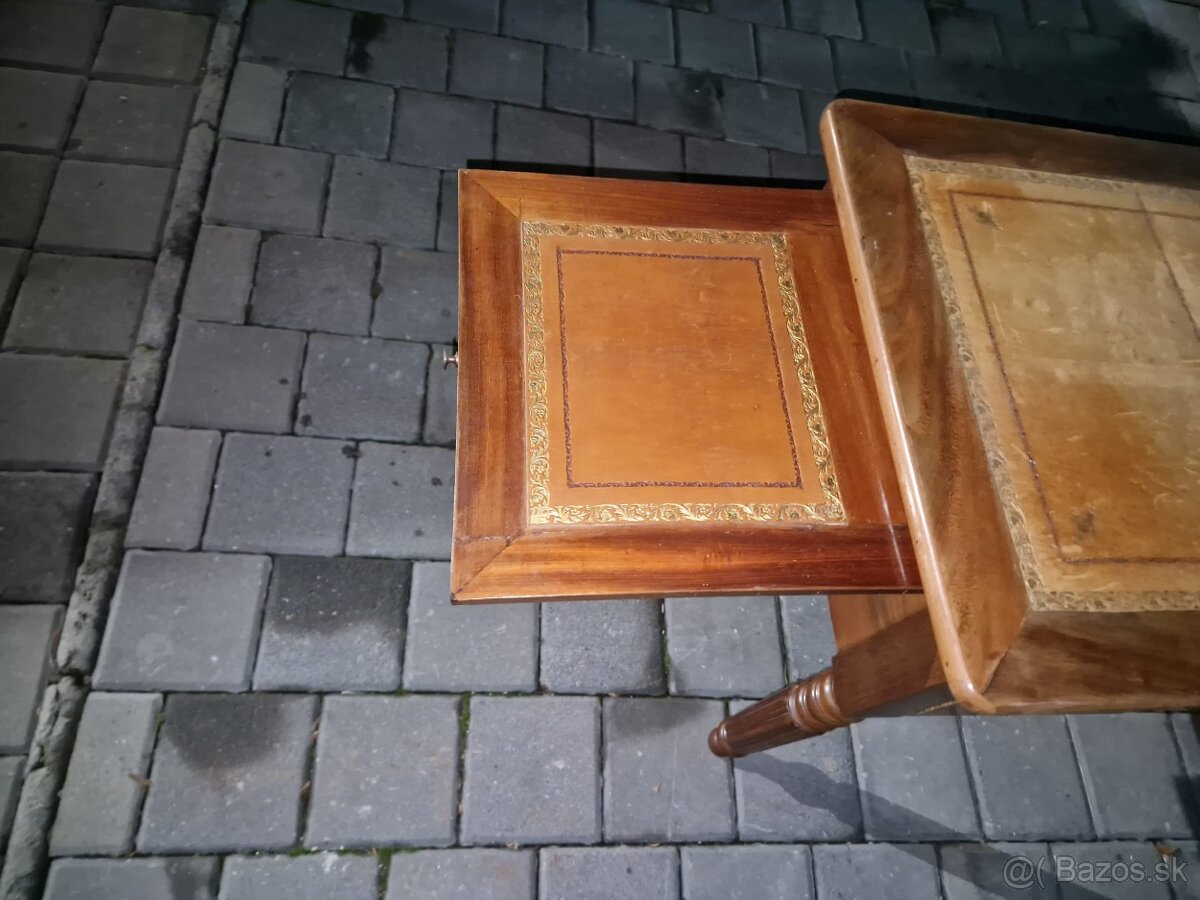 15 - Predám štýlový písací stôl s koženou pracovnou doskou - 4