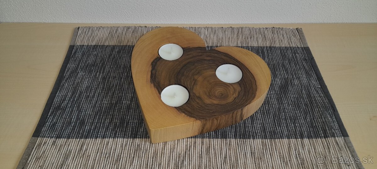 Drevené dekorácie, svietnik - srdce - 4