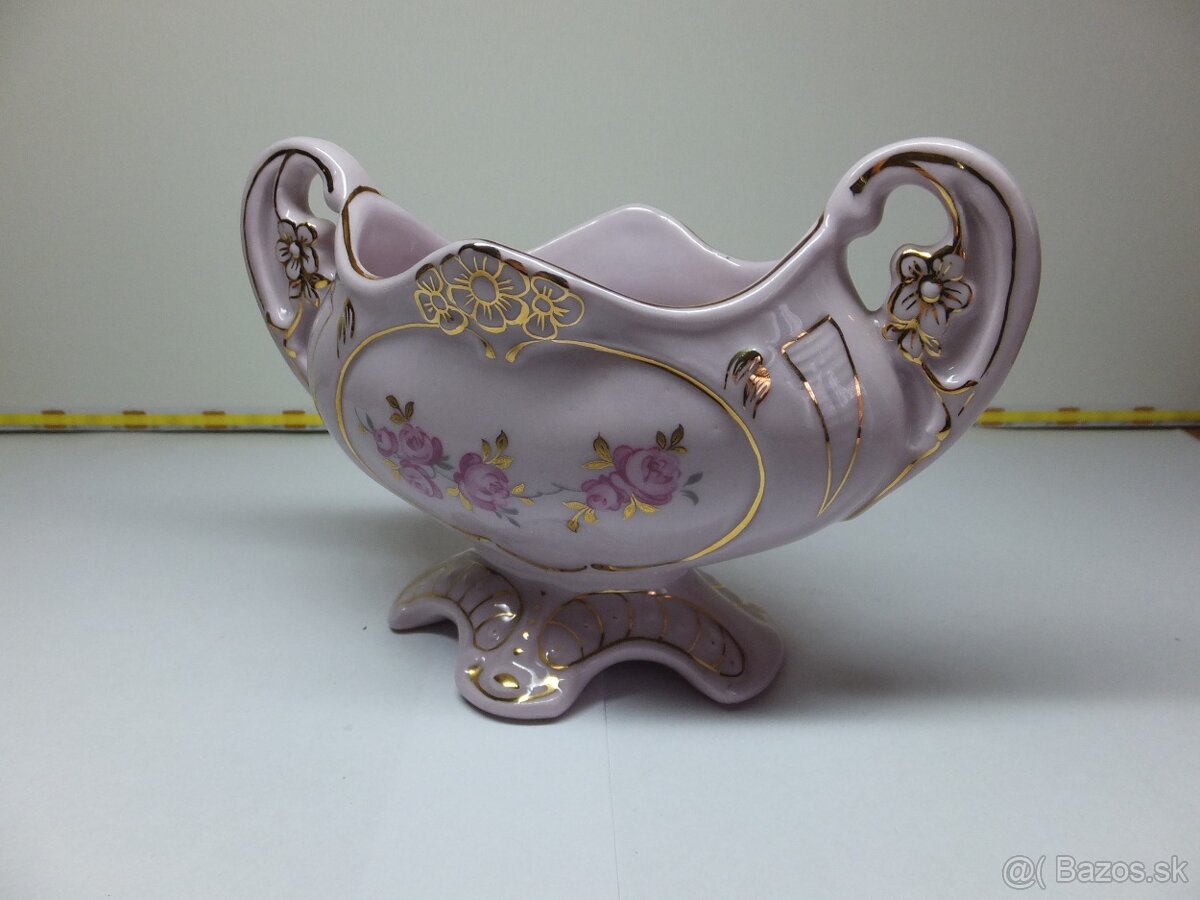 Růžový porcelán, pěkná žardiniéra, značená. - 4