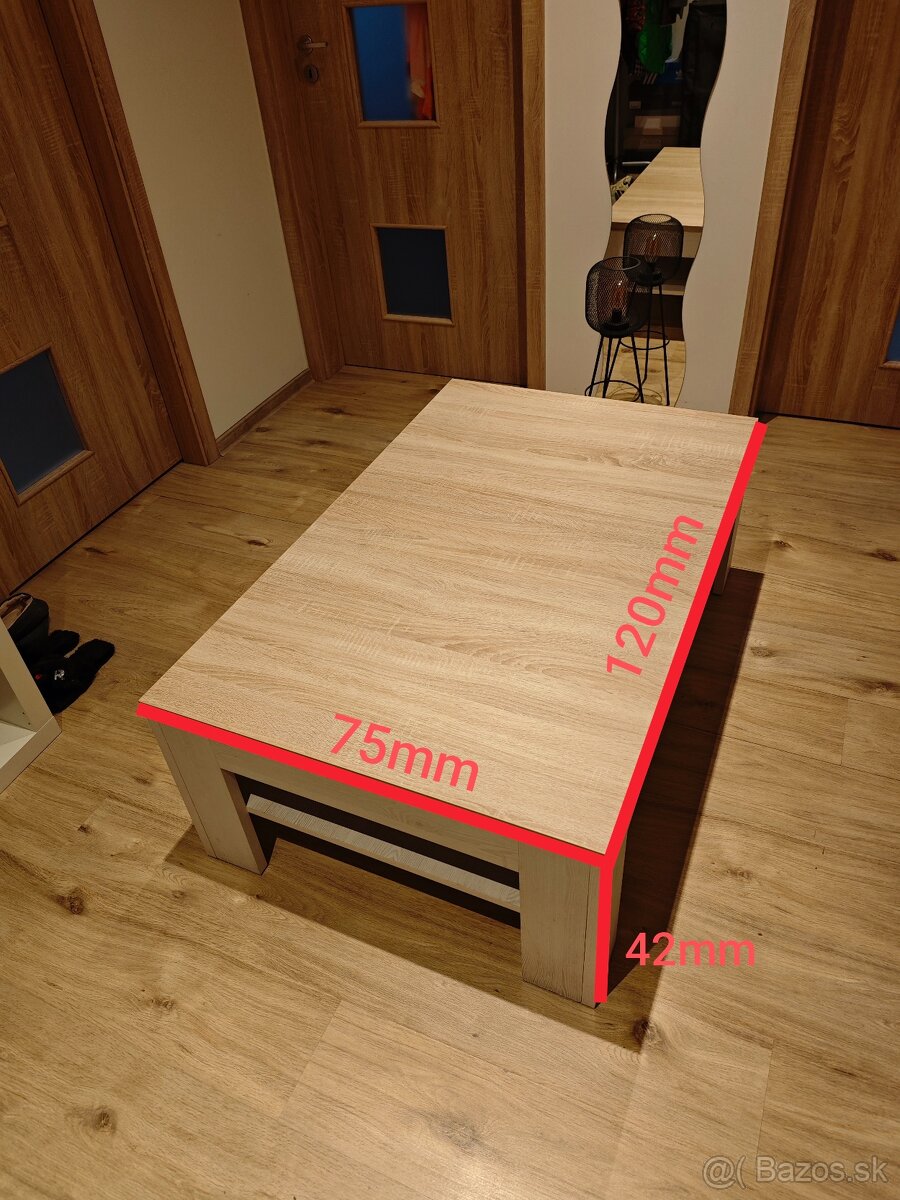 Konferenčný stolík dub Sonoma/ biela - 4