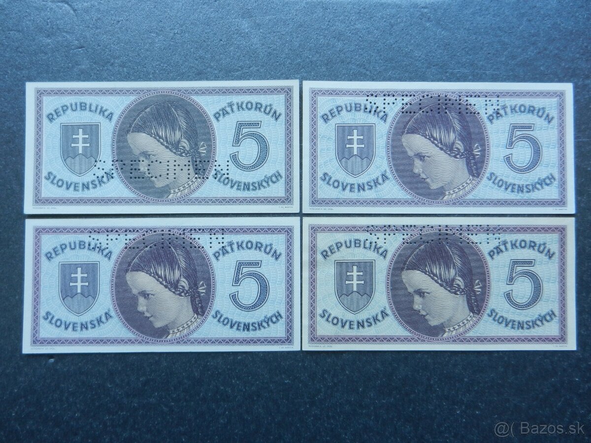 Bankovky slovenský štát nep. a perf. 6 - 4