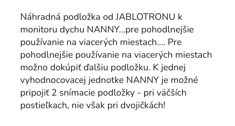 Náhradná podložka k monitoru dychu JABLOTRON NANNY - 4