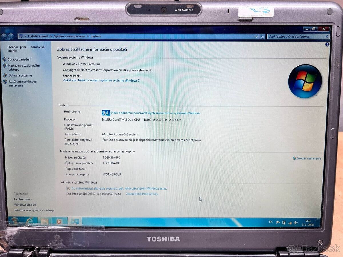 Predám polámaný notebook Toshiba U405 na diely alebo opravu. - 4