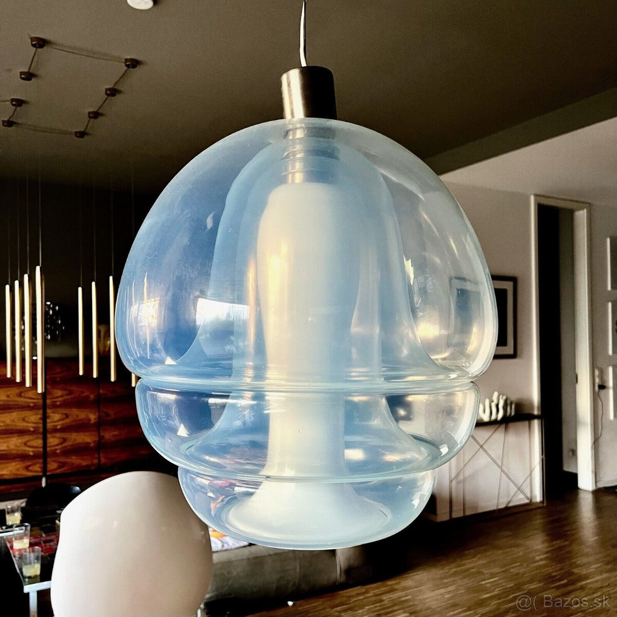 Závesná lampa od Carla Nasona pre Mazzega - priehľadné murán - 4