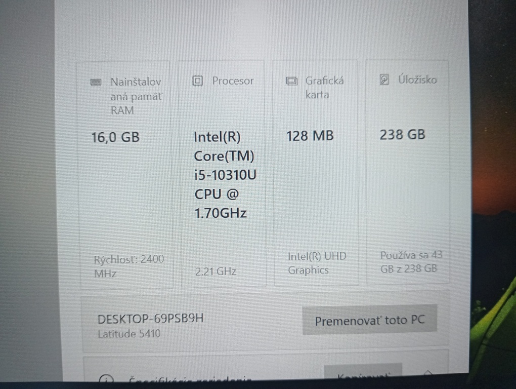 predám Dell Latitude 5410 , Intel i5 , 16gb ram , Win 10 - 4
