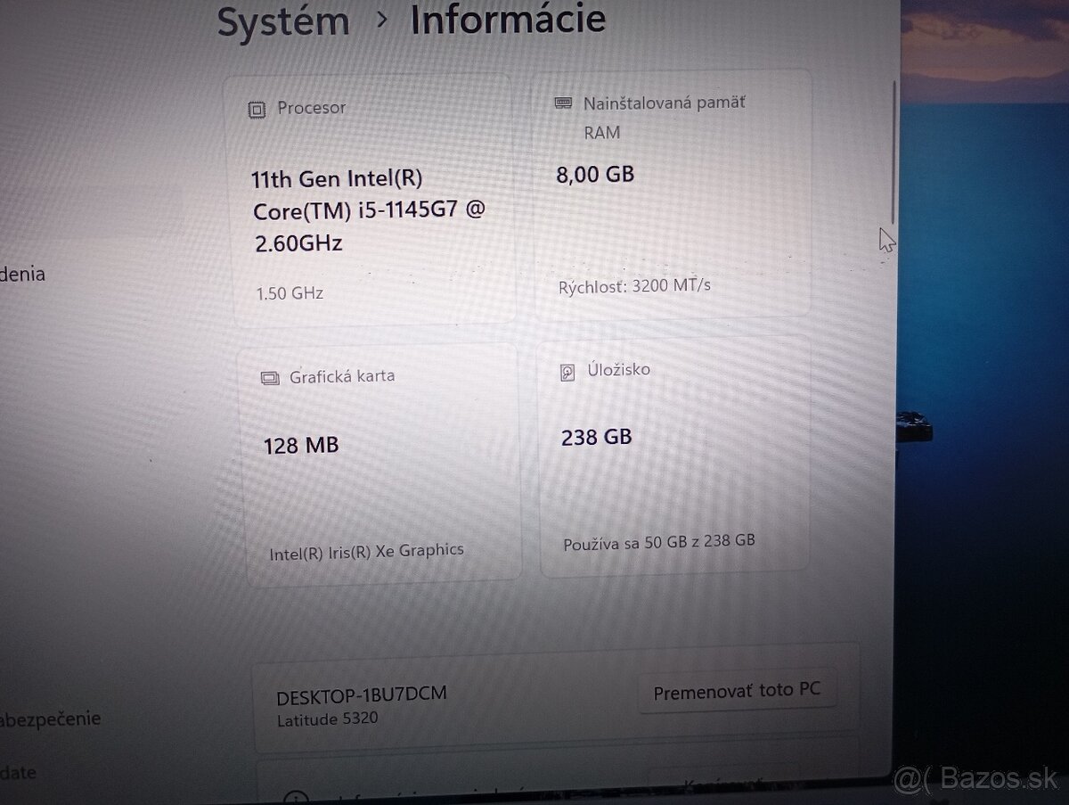 Dell latitude 5320 ,Intel core i5 , 8gb ram ,WIN11, dotykový - 4