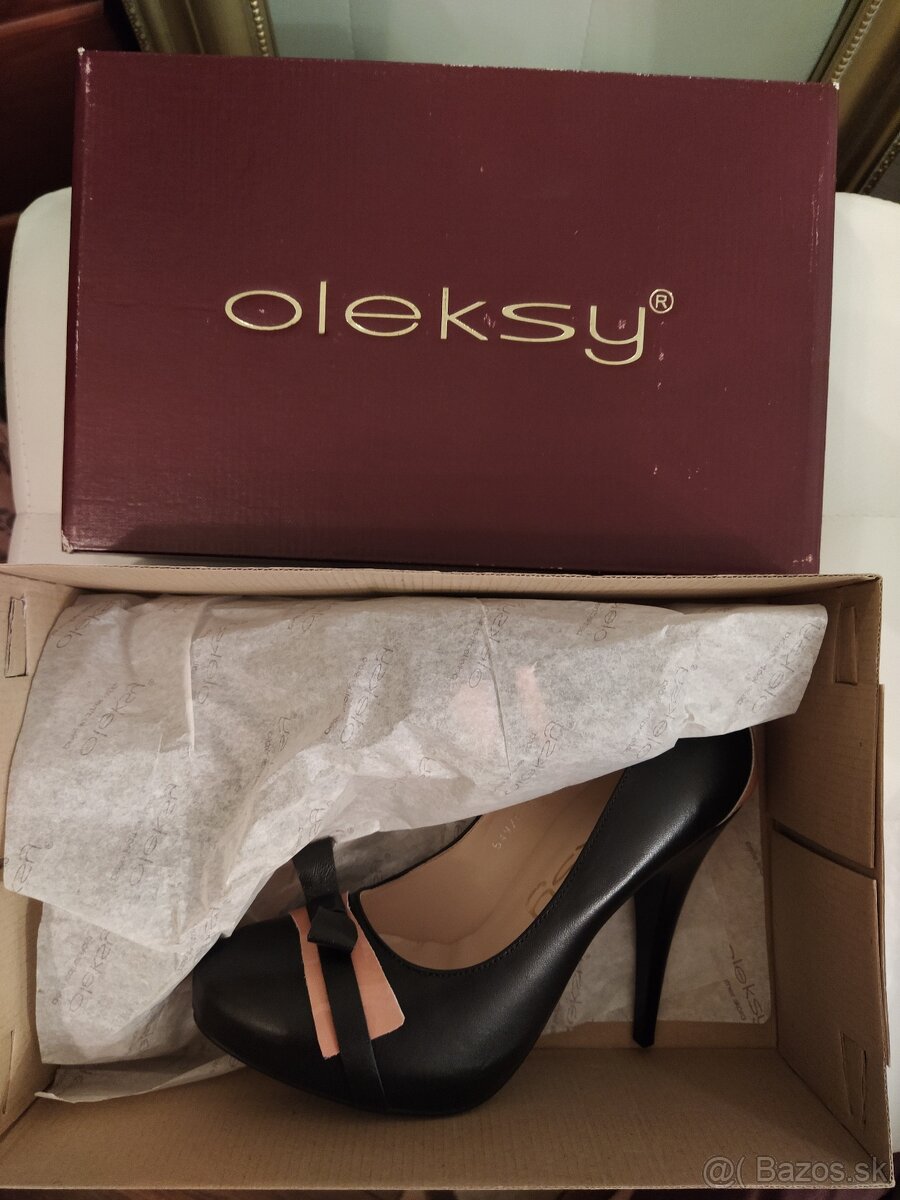 NOVÉ kožené čierne lodičky veľ. 36 (osobný odber) - 4