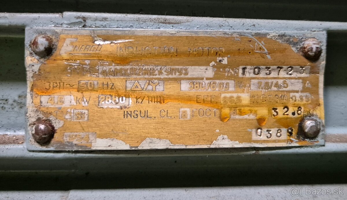 Predám 3 fázovy elektromotor 4kW - 4